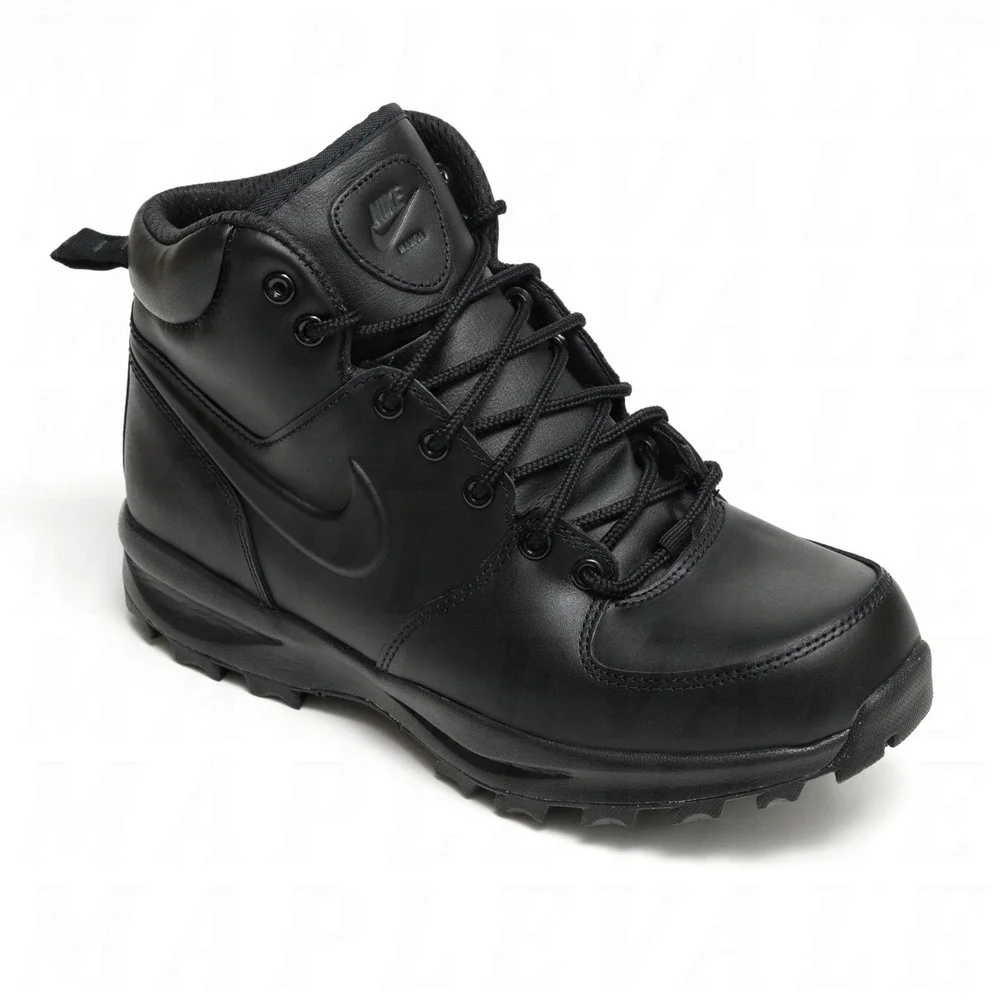 Nike Manoa Men's Sz 8.5 Leather Boots Black Tactical Hiking Shoes 454350-003
